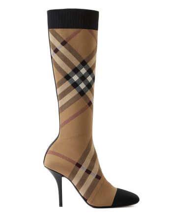 Burberry Women's Knitted Check Sock Boots