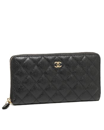 Chanel Matrasse Around Zipper Long Wallet Black