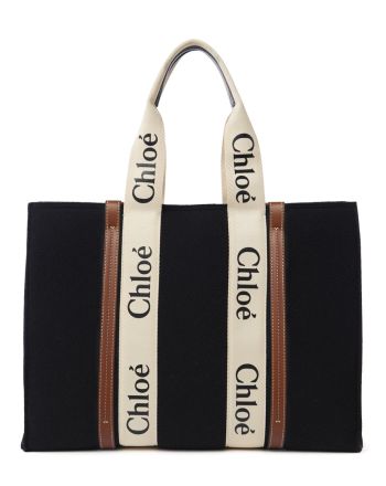 Chloe Large Woody Tote Bag Black