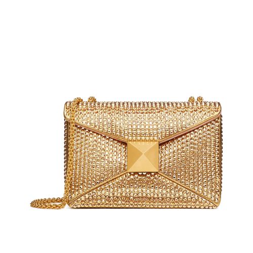 Valentino One Stud Embroidered Bag With Chain